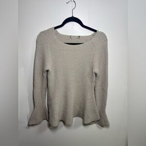 Ann Taylor Light Beige Ribbed Knit Sweater